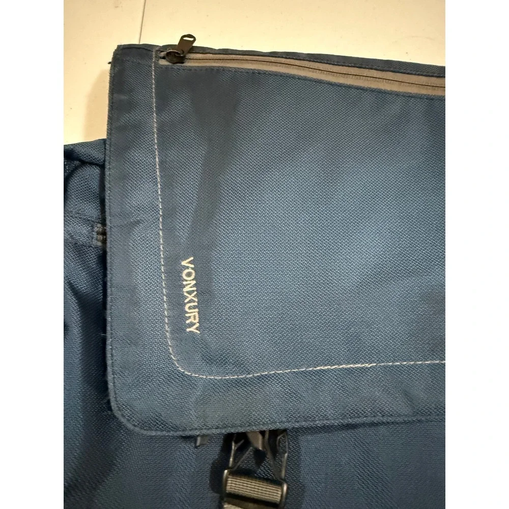 Vonxury Messenger Bag Blue Grey Ballistic Nylon Laptop Crossbody Tech Bag